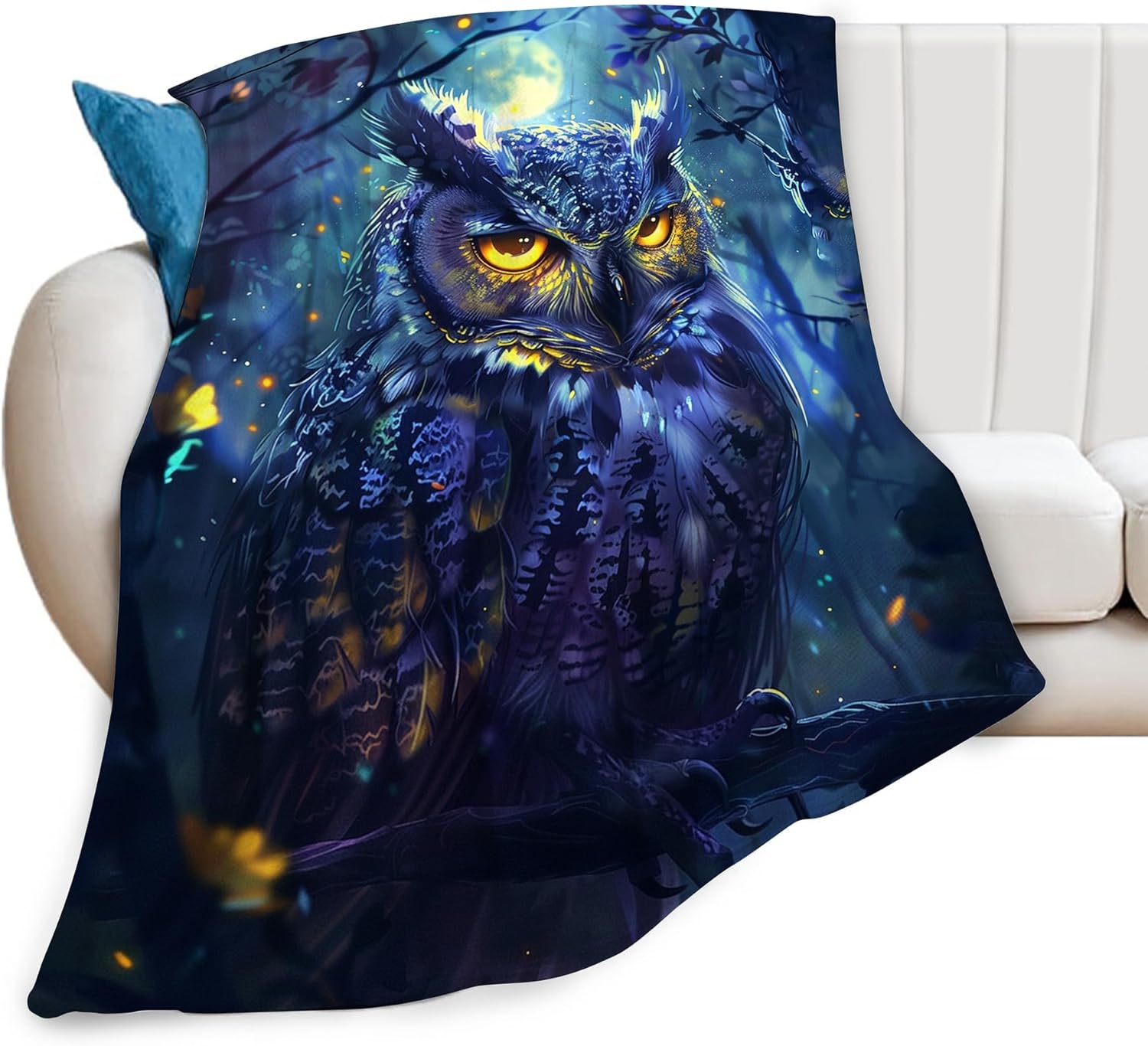 Fantasy Owl Throw Blanket - Soft, Warm & Cozy Fleece for Couch, Sofa, Bed - 50"x40" - Animal Blanket for Girls, Boys, Women, Men, Kids, Adults