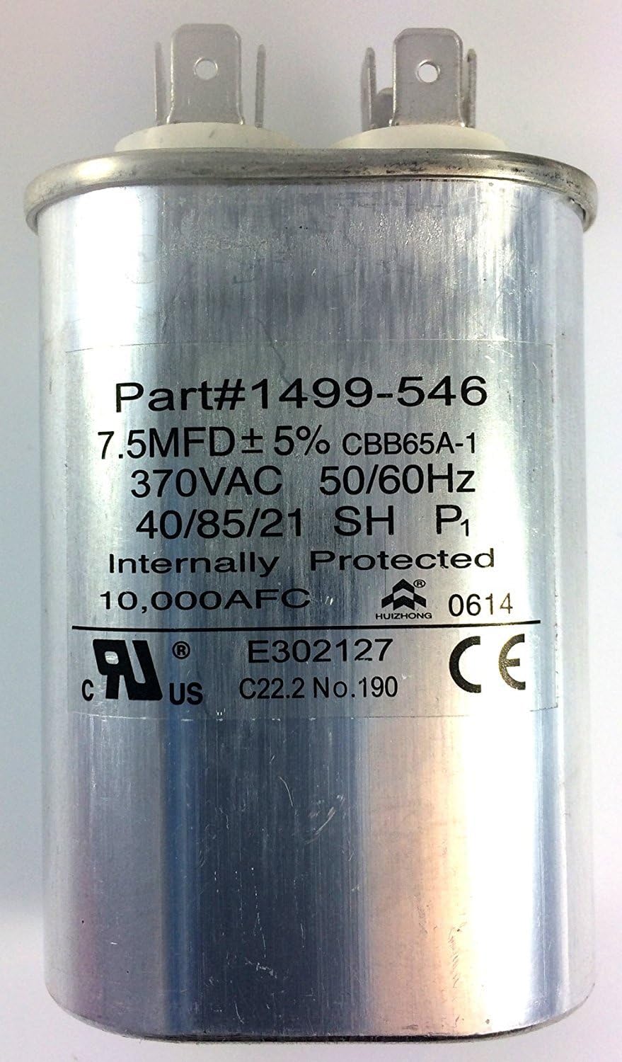 Close-up of Coleman Fan Capacitor 1499-5461 showing specifications
