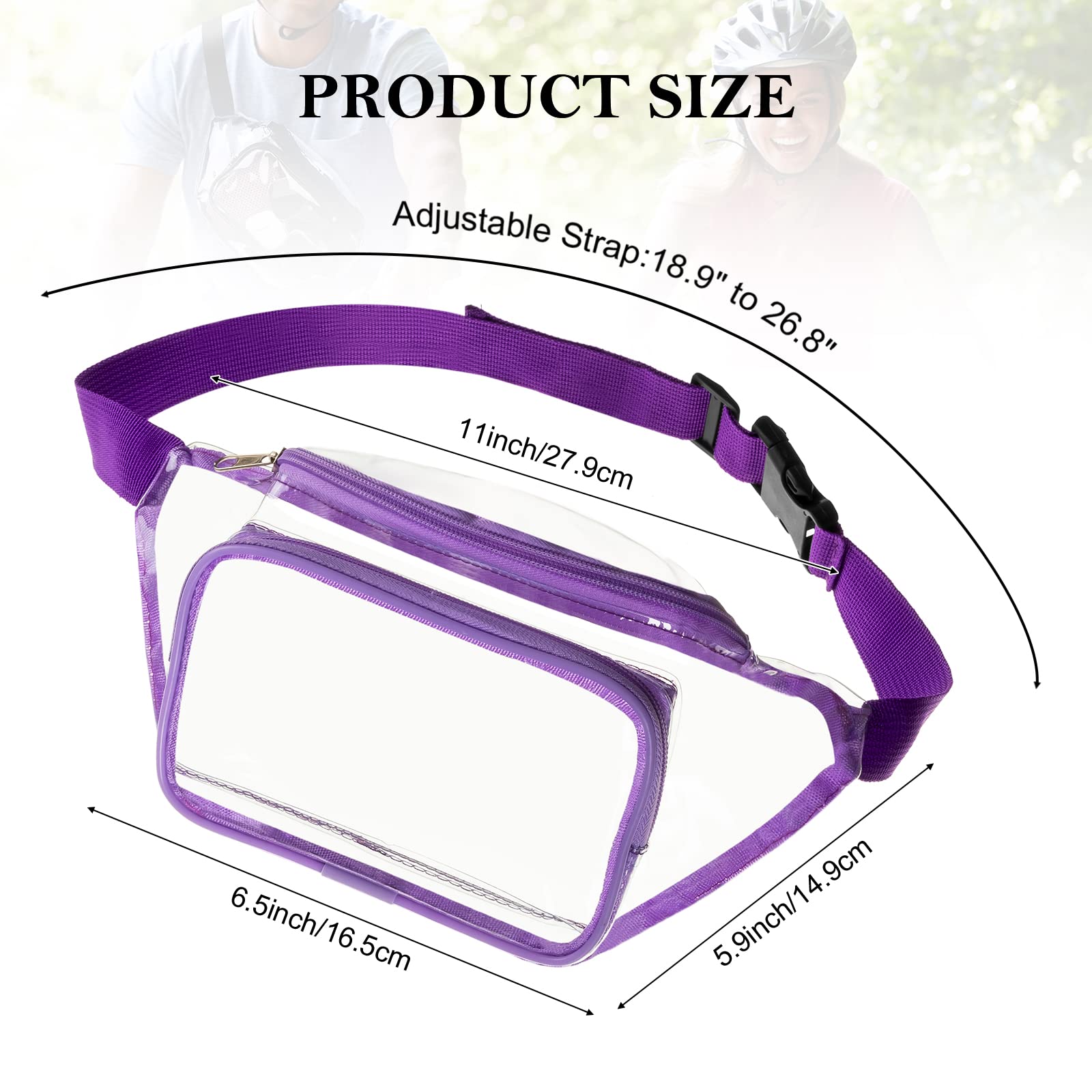 10 Pcs Clear Fanny Packs, Waterproof Clear Waist Bag Transparent Stadium Approved Purse Cute Adjustable Belt Bag Portable Waist Pack for Men Women Sports Travel Beach Concerts Events (Multicolored)