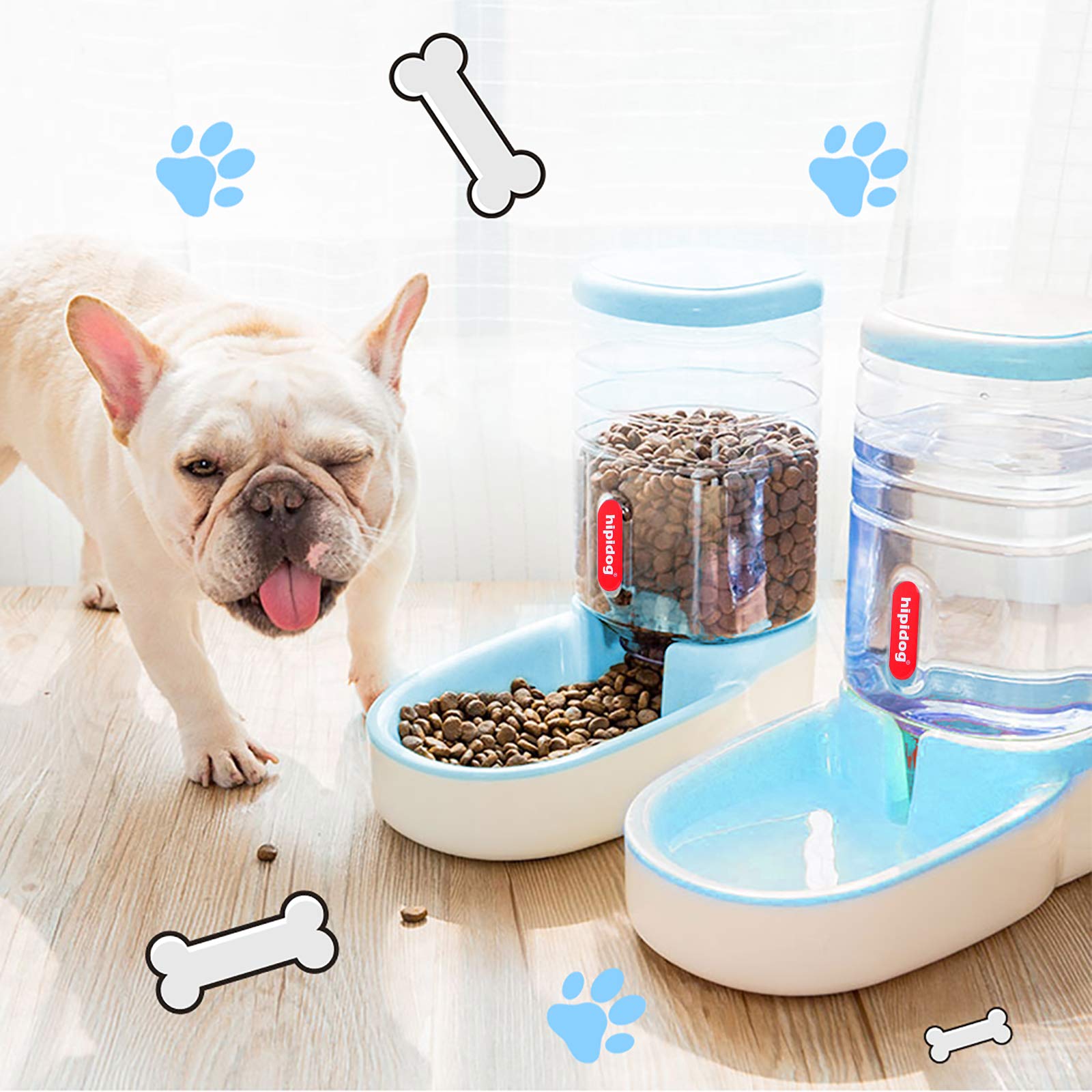 LuckyM Pets Automatic Feeder and Waterer Set,Dogs Cats Food Feeder and