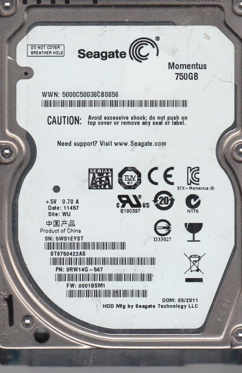 Amazon.co.jp: SEAGATE ST9750422AS 2.5inch HDD 750GB SATA 512