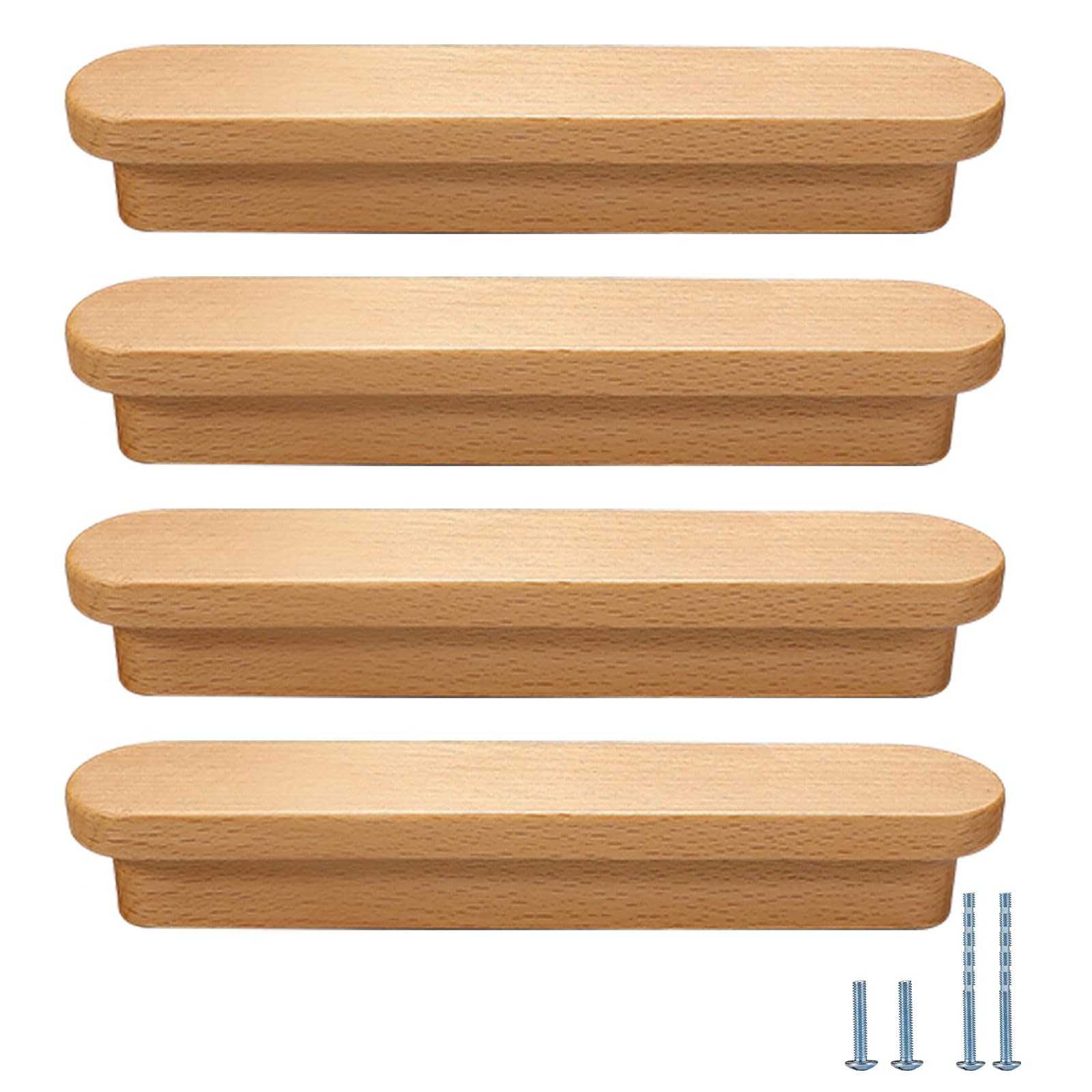 Evionlin 10 Pcs Beech 5.04 in Widened Wooden Cabinet Door Handle Wardrobe Door Drawer Door Pull