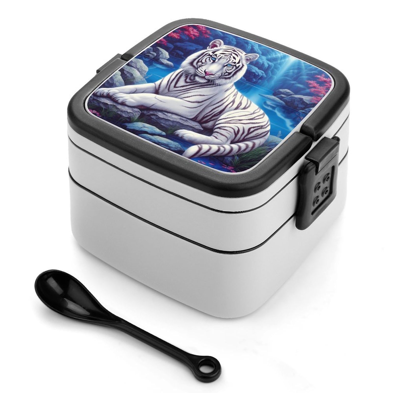 CGSBNGHA Funny Tiger Bento Lunch Box 2 Layer Lunchbox Food Container for Adults Office