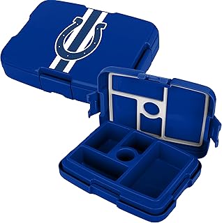 FOCO NFL Unisex-Adult Officially Licensed Team Color Stripe Primary Logo Football Leak Proof 5 Compartment Bento Lunch Box - Indianapolis Colts