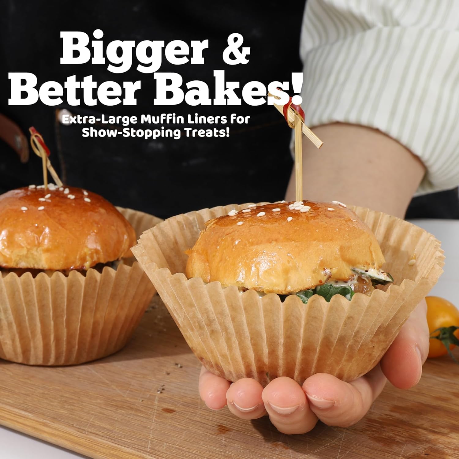 Cupcake-Einlagen zum Backen, 600 braune Jumbo-Muffinförmchen, Dessertbecher, dickes, ungebleichtes Pergamentpapier, Backzubehör, große fettdichte Pfanneneinlagen
