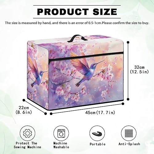 Miniatura 179 de Mumeson Cubierta antipolvo para máquina de coser de gatos negros con flores, para la mayoría de máquinas de coser estándar, plegable, duradera