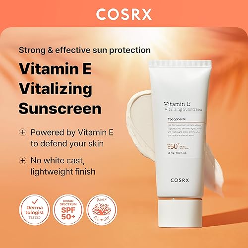 Miniatura 2 de COSRX Protector solar facial con vitamina E revitalizante SPF 50, 50 ml, hidratante con SPF, ligero para usar bajo el maquillaje, artículos