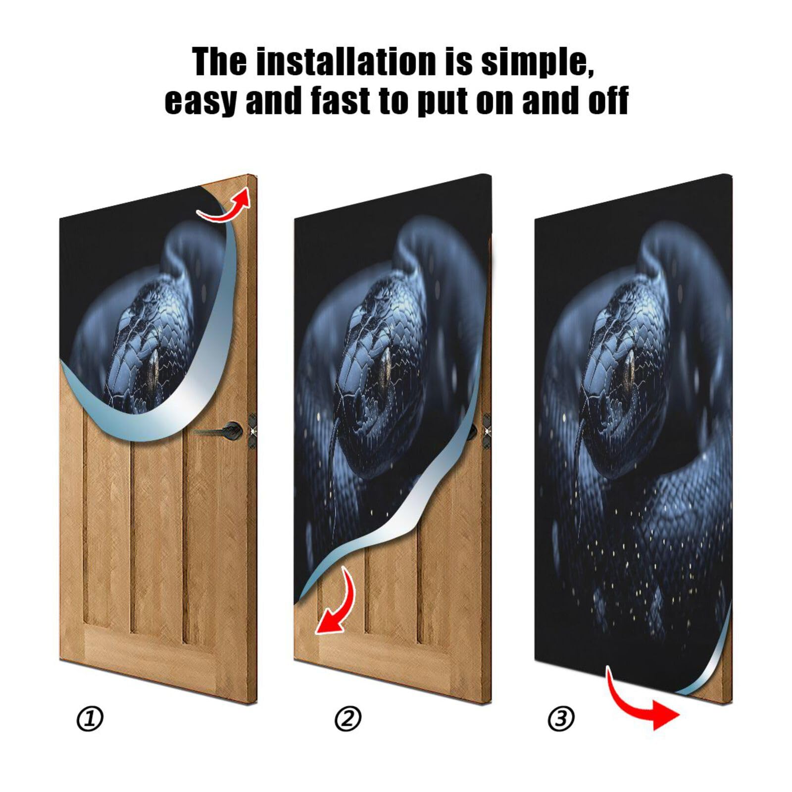 FLildon Black Snake Door Cover Decoration, Party Accessory Porch Decor for Festive Ornament Room Door Covers 35 x 79 Inch