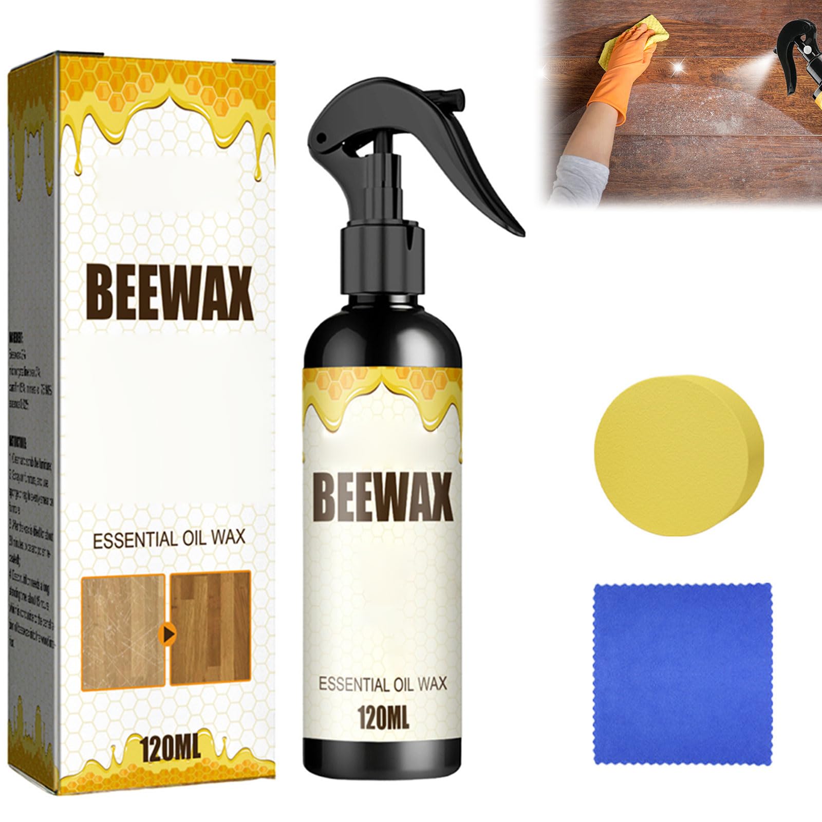 Spray de Cera de Abejas,Cera de Abejas en Spray para Muebles,120ml Beeswax Wood Polishing spraying,para el Cuidado de Muebles y Protecci贸n de Madera