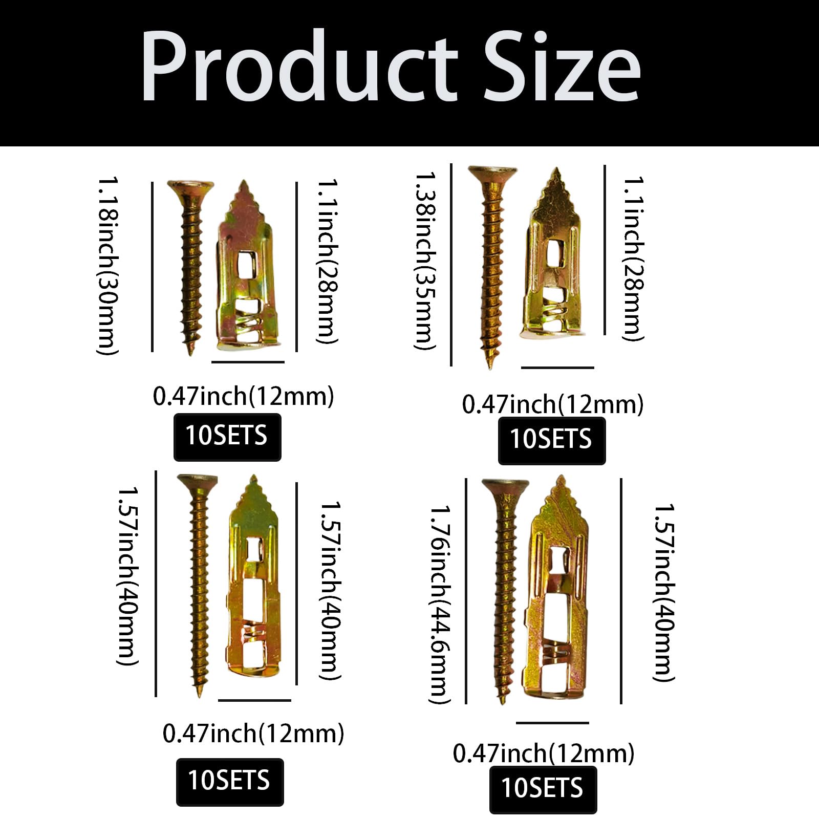 80-Piece Self-Drilling Anchors Kit – Heavy-Duty Metal Screw Anchors for Walls Without Drilling (4 Sizes Included)