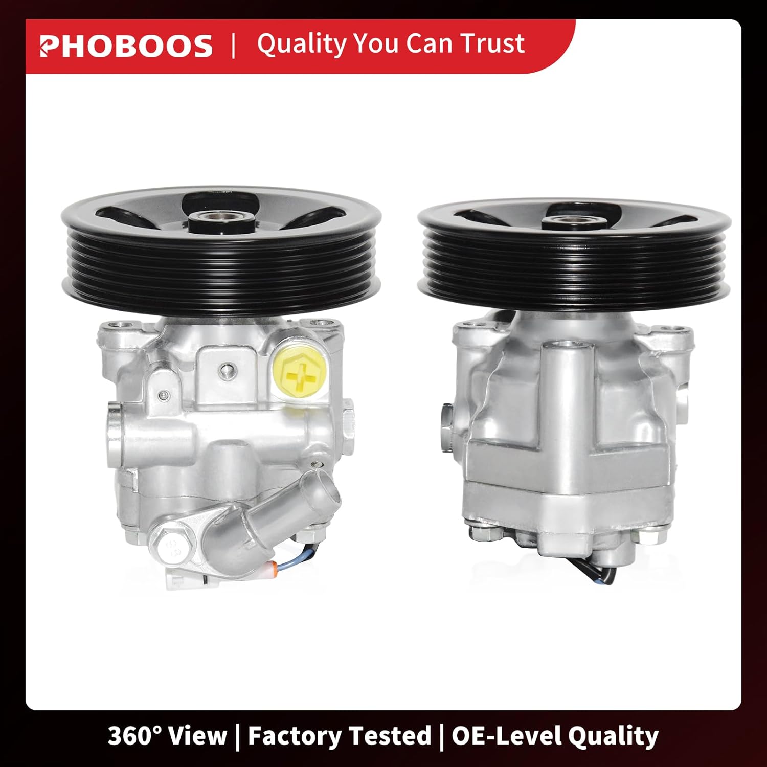 PHOBOOS Power Steering Pump Compatible with Subaru Forester 2011-2013 H4 2.5L, Wagon, with Outlet & Pulley, Smooth Steering, Low Noise, High Durability, Ref. 21-607