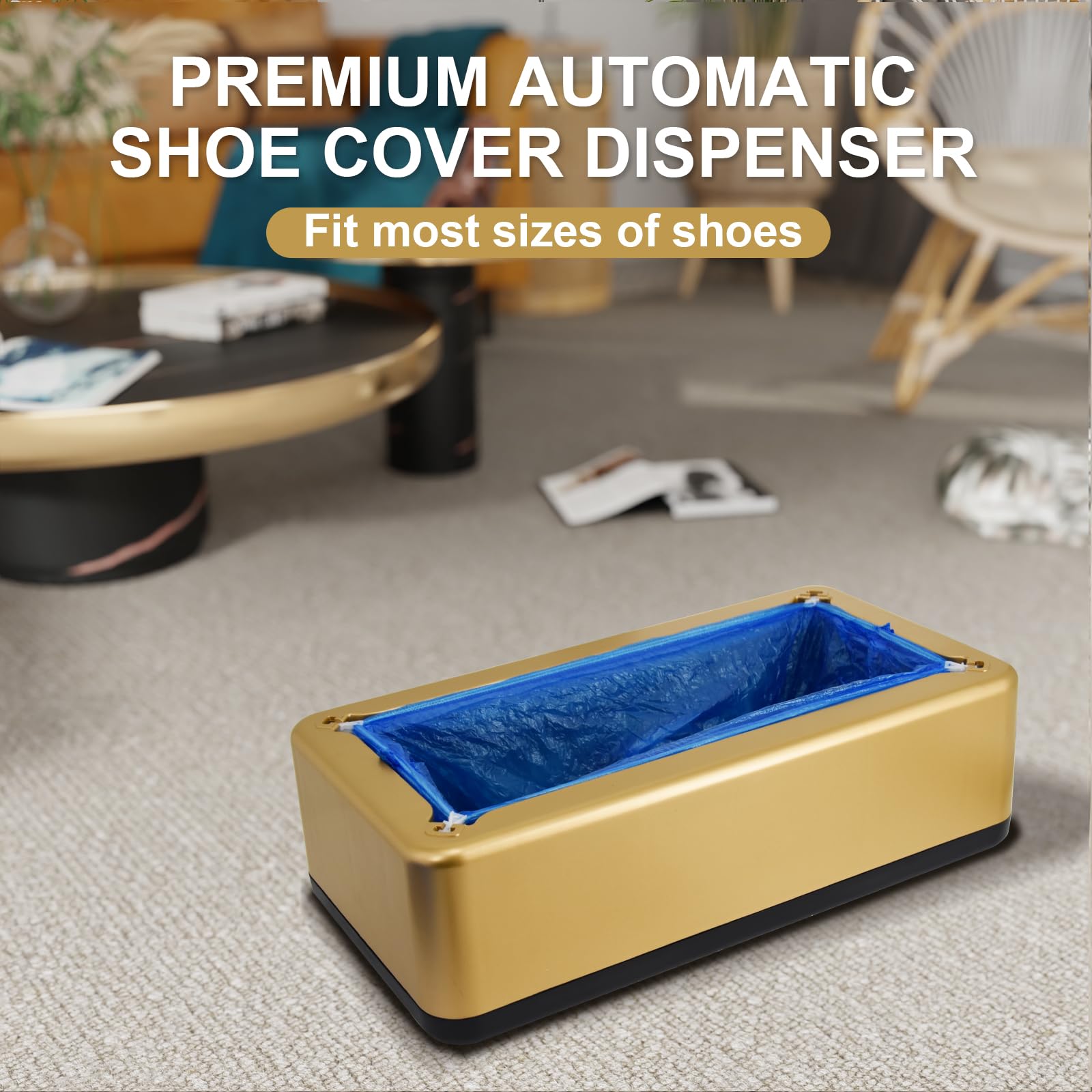 TAIMIKO Dispensador automático de cubiertas de zapatos, máquina portátil para cubrir zapatos con 200 fundas desechables para botas, a prueba de polvo, impermeable, para uso médico, hogar, tienda