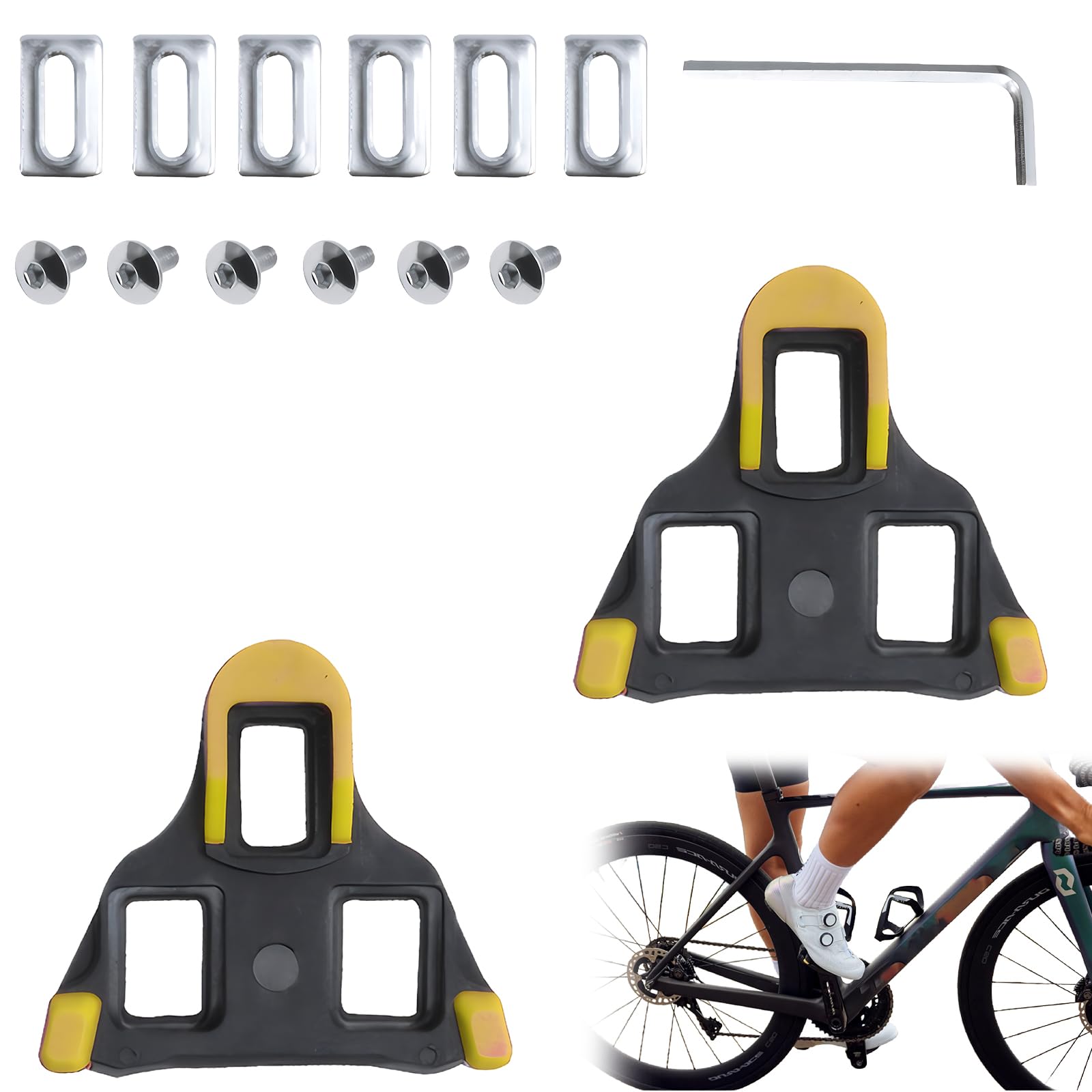 Cuñas de Pedal Bicicleta 1 par compatibles SPD-SL, cuñas para Zapatillas Ciclismo 3 Orificios, Resistentes Antideslizantes para Carretera montaña