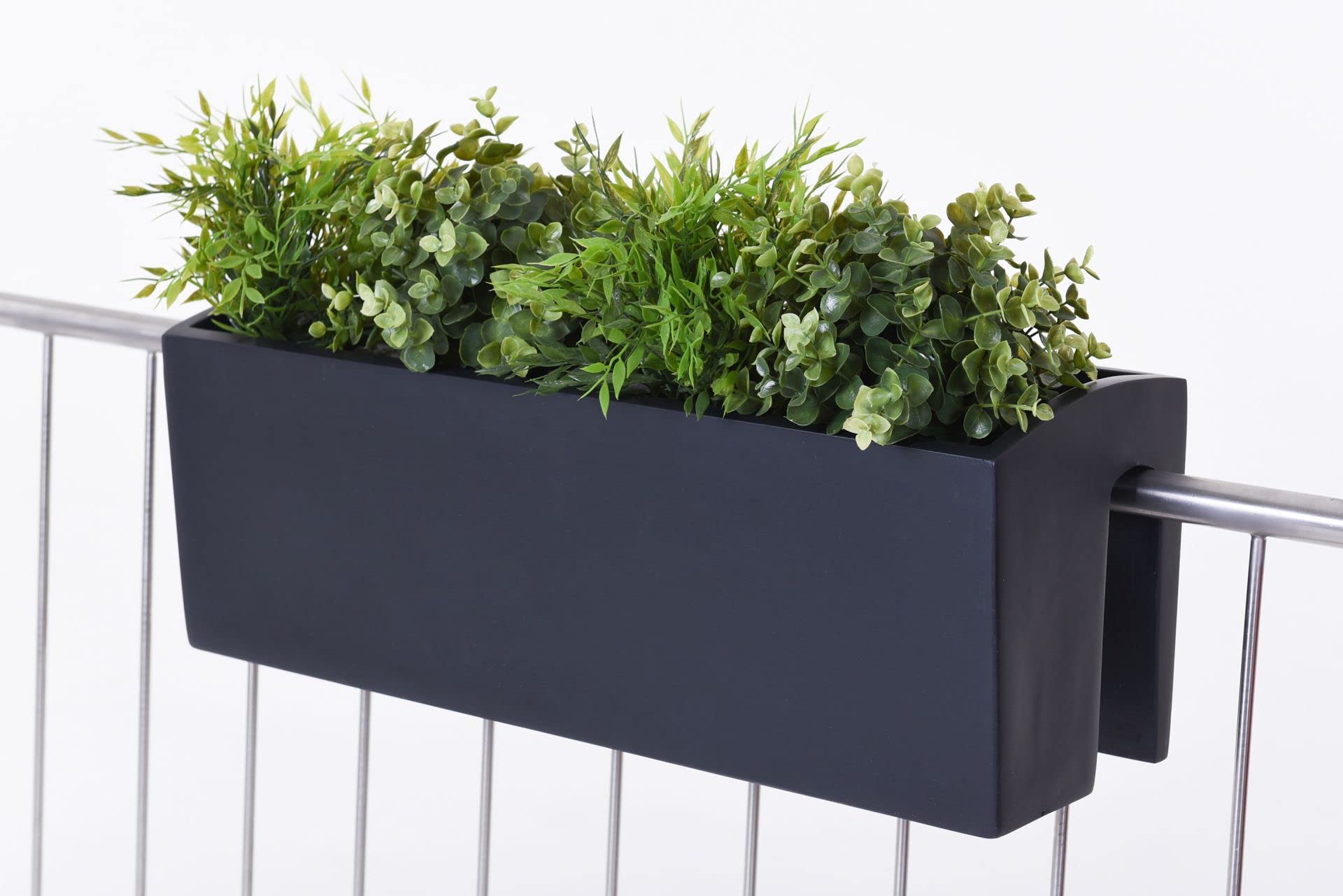 VIVANNO Balkonkasten Blumenkasten Fiberglas BALKONA Classic (22x60x19 cm, Anthrazit Matt)