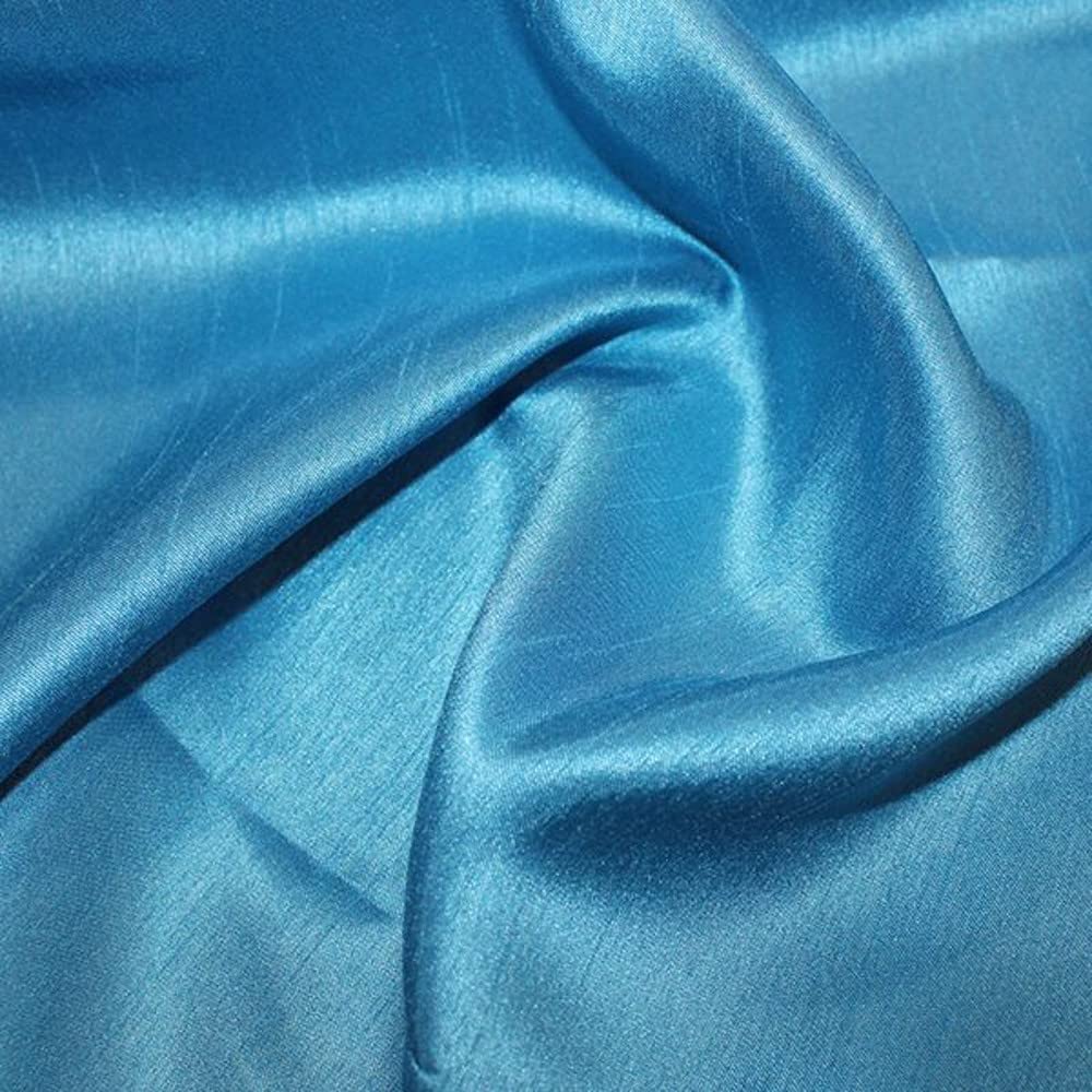 Satin Backed Shantung Dupion Faux Silk Dress Fabric Lightweight 146cm Wide (Per metre) (Turquoise)