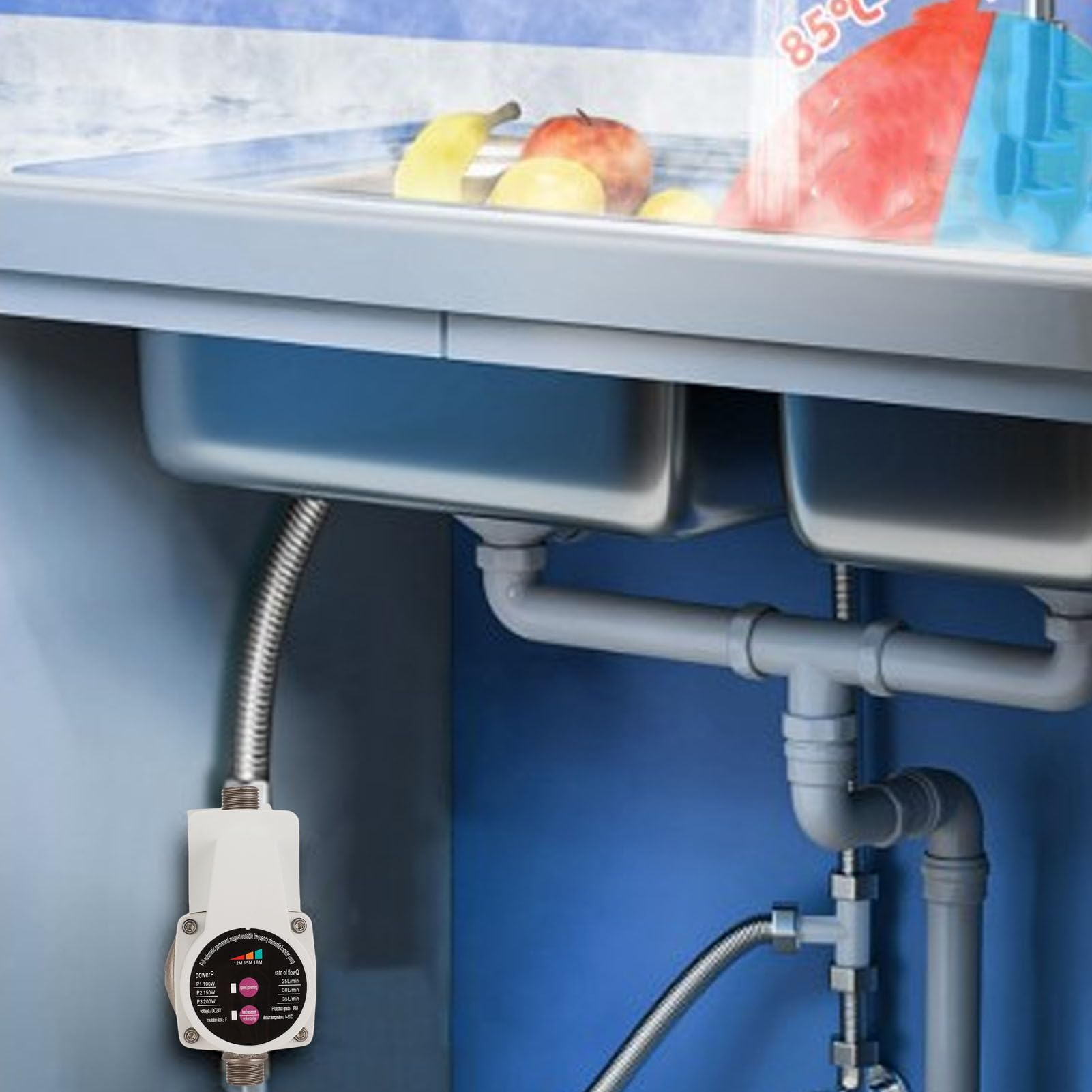 Jeffergarden Pompe de Surpression D'eau Automatique pour la Maison, pour Douche, Robinet de Jardin avec Protection contre la Marche à Sec et Moteur Silencieux à économie D'énergie (Prise UE)