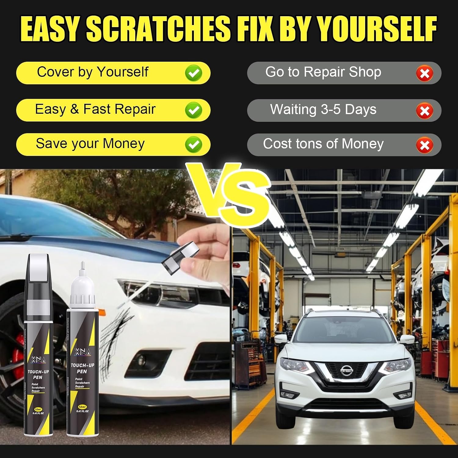 Boulder Gray Pearl(KBY) for Nissan Touch Up Paint Pen, 2 in 1 Car Scratch Remover with Pen Tip and Brush, Exact Color-Matched for Car Paint Scratch Repair, Quick & Easy Fix Chips and Nicks