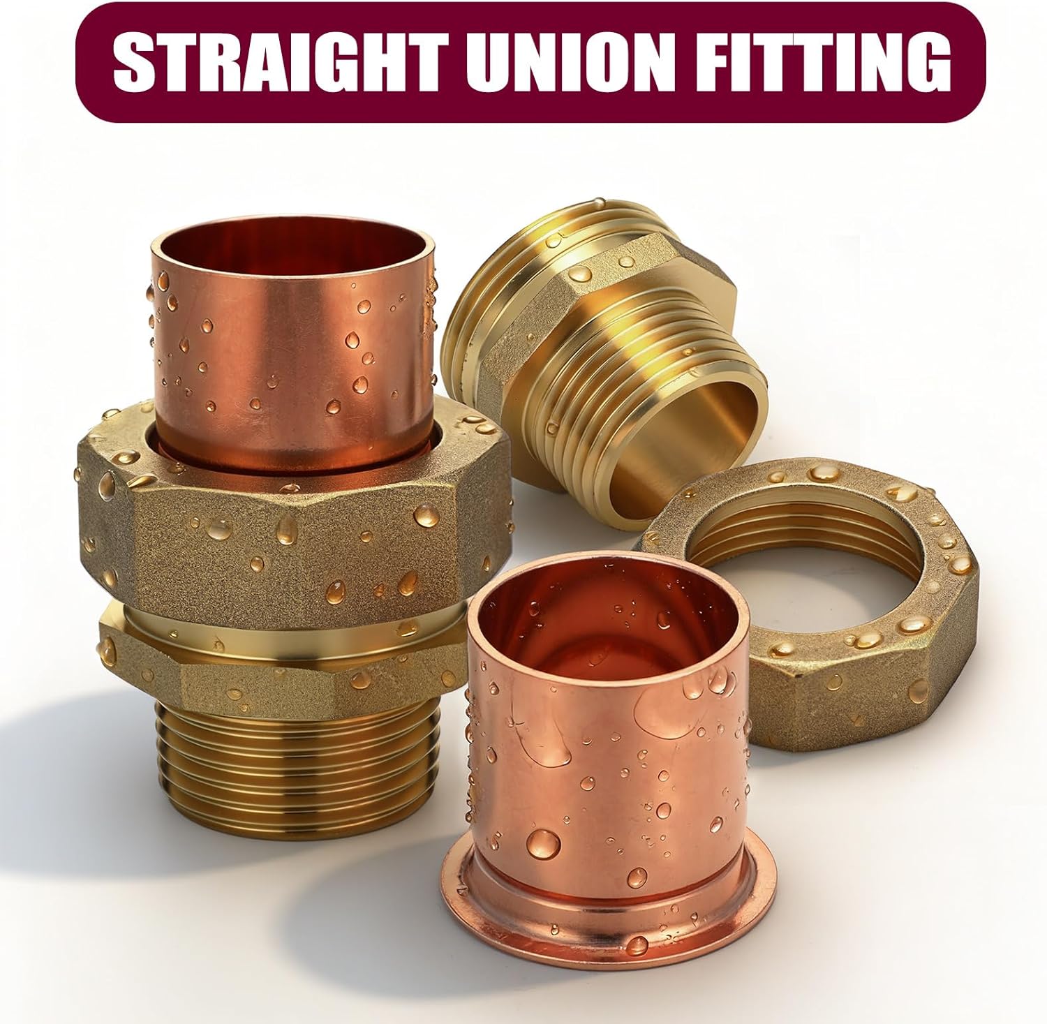 2 Pack 1" C x MIP LF Brass Pipe Union Sweat to Male Iron Threaded Copper Fitting for HVAC Hot Cold Water Agricultural Irrigation Building Fire Protection Machine Instrumentation Pump Valve