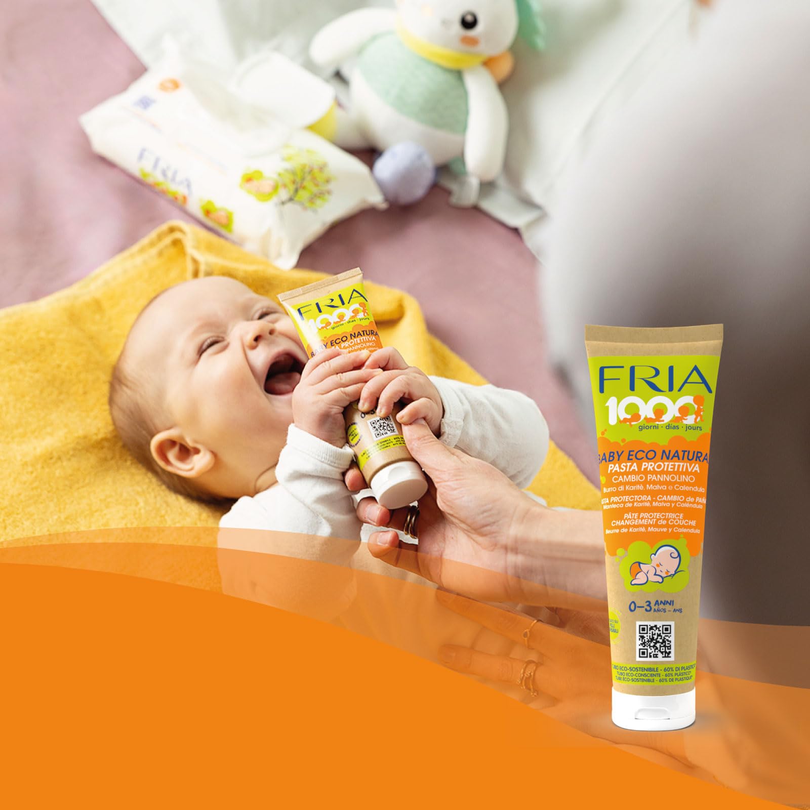 Fria 1000Giorni Crema Cambio Pannolino Protettiva Baby Eco Natural, Pasta Lenitiva con Ossido di Zinco e Calendula, 100ml