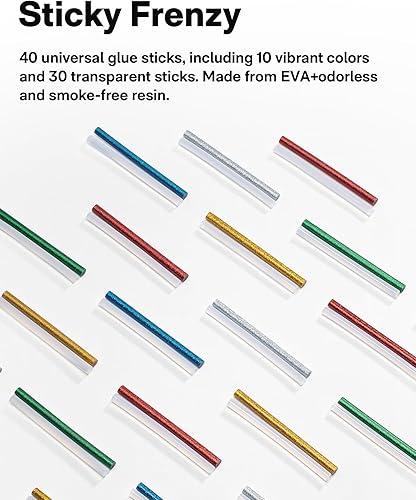 Miniatura 6 de HOTO Easyflow - Pistola de pegamento caliente con 40 barras de pegamento, dispensación automática, uso inalámbrico y con cable, mini pistola de