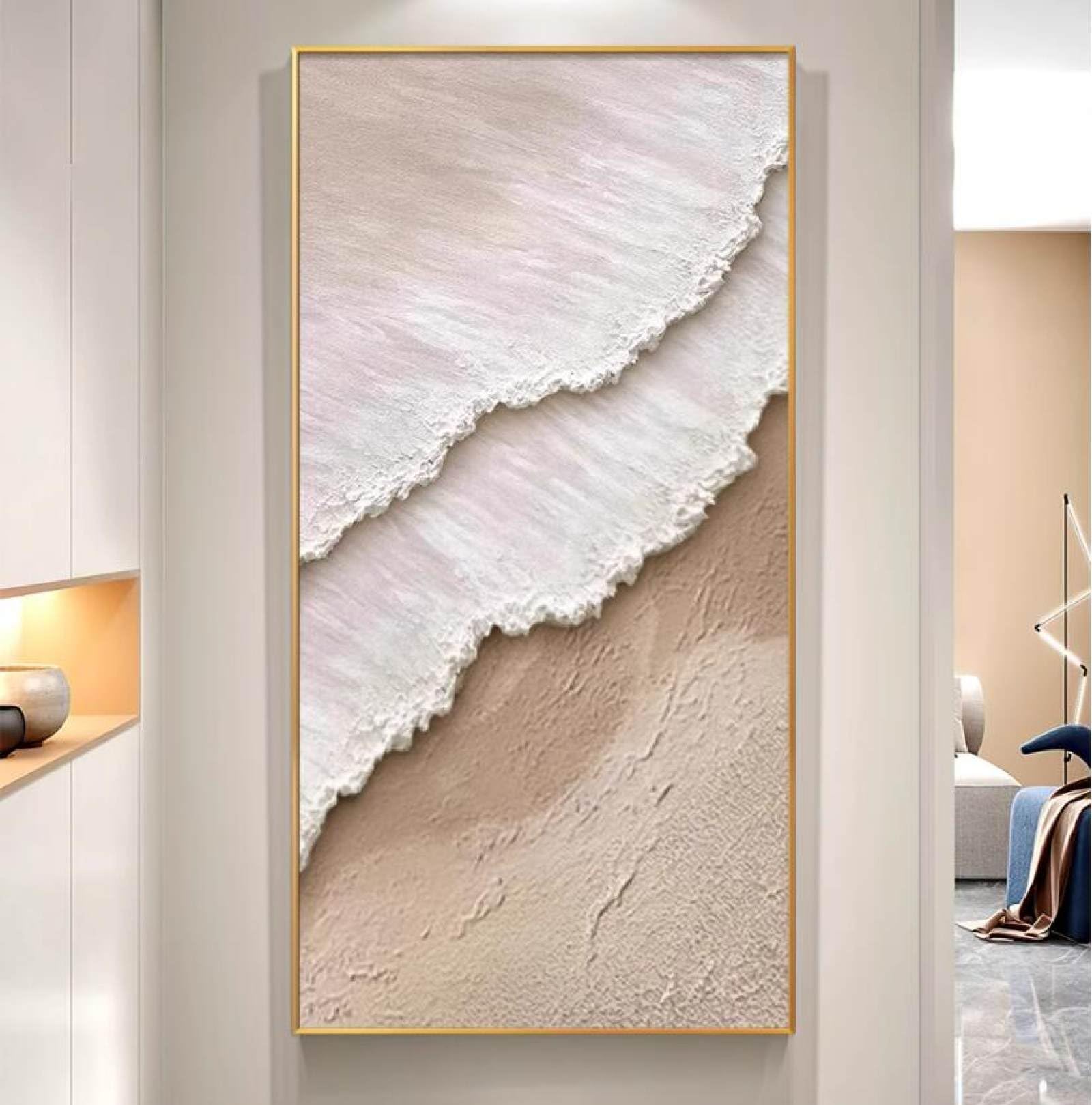 Peinture à l'huile sur toile de plage texturée peinte à la main pour escalier