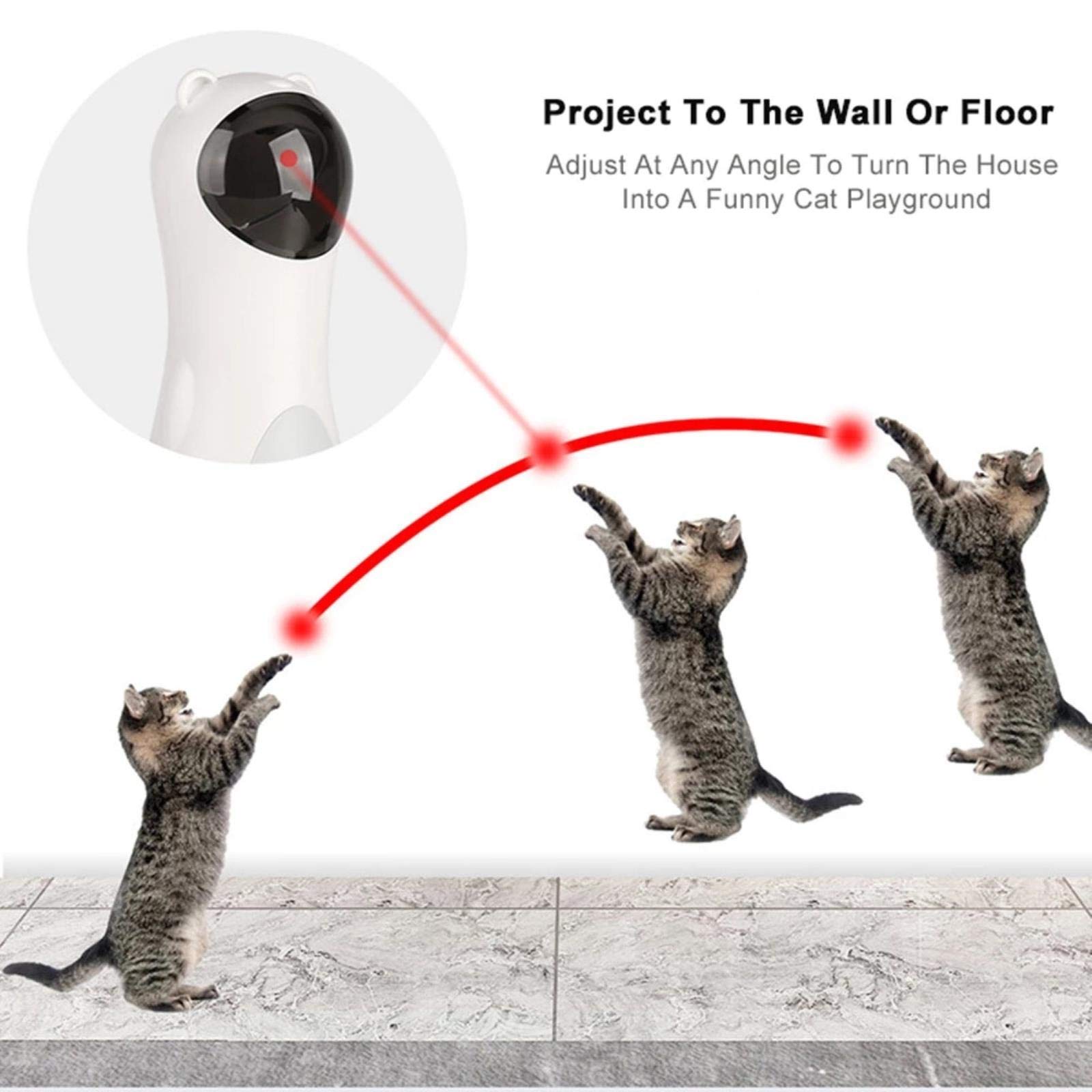 Jouet Laser LED pour Chat Jouet de Poche Amusant interactif Intelligent Jouet de Divertissement d'entraînement Sportif Multi-Angle pour Chat