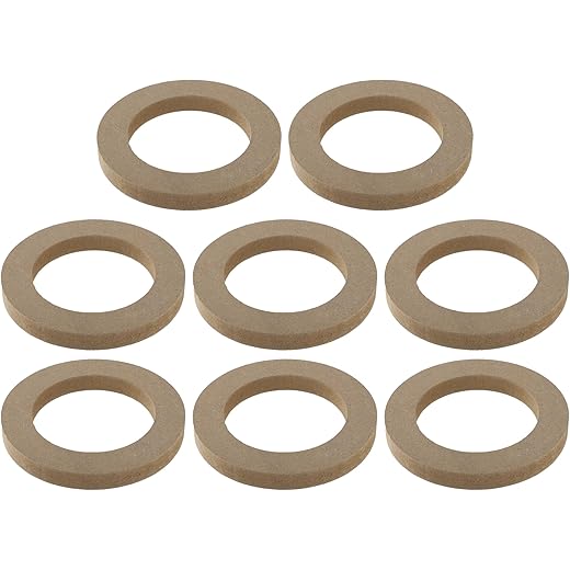 uxcell 8 Pcs Universal 4 Inch Speaker Subwoofer Mounting Spacer Rings Solid Wood Beige