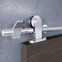 EaseLife 6.6 FT Top Mount Stainless Steel Sliding Barn Door Hardware Track Kit,Modern,Heavy Duty,Anti-Rust,Slide Smoothly Quietly,Easy Install 6.6FT Track Kit for 36"40" Wide Single Door