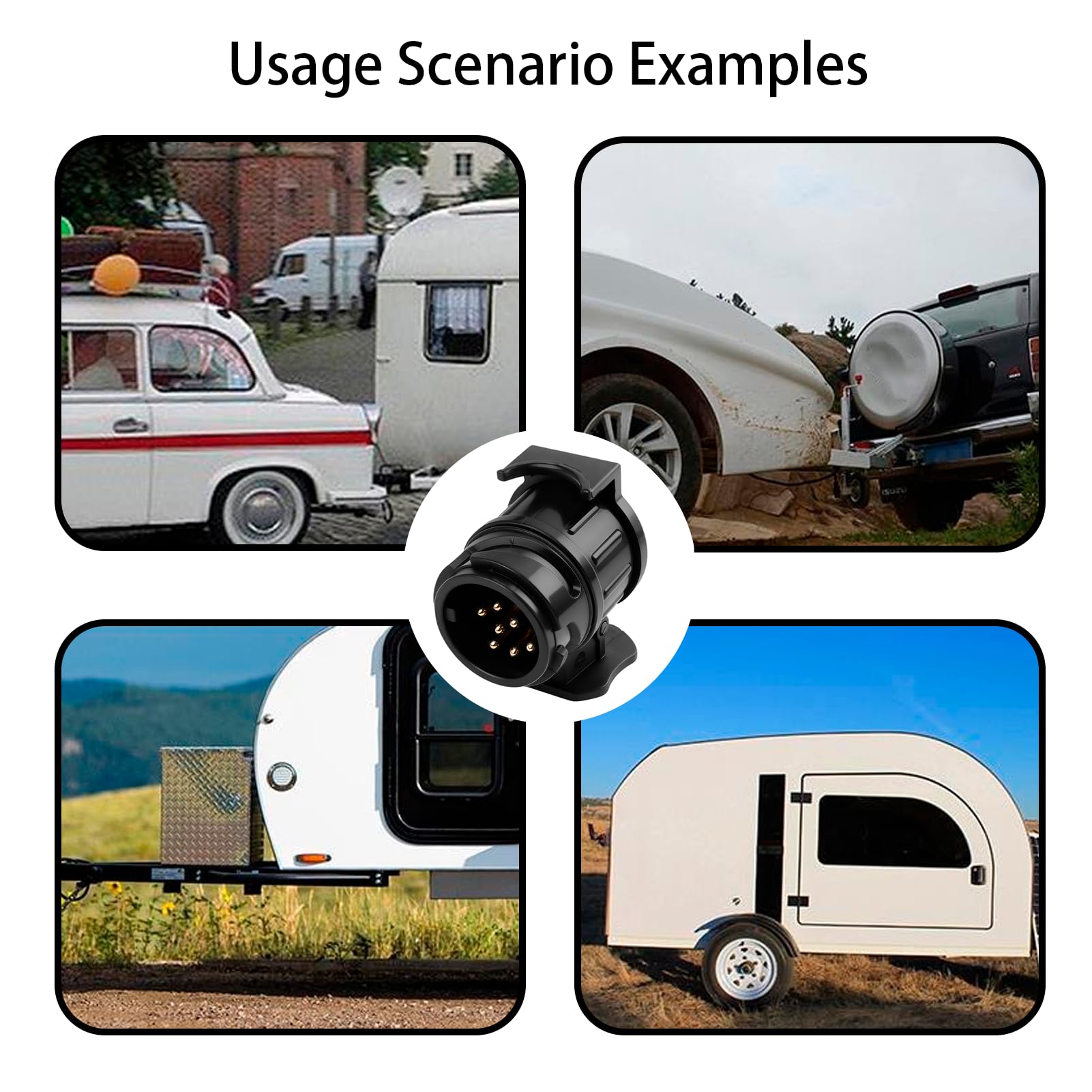 13 Pin to 7 Pin Towing Adaptor, Heavy Duty Waterproof Trailer Plug Converter, Universal 13 Pin Trailer Plug Socket Adaptor for Car Caravan Camper Van, Truck Trailer Durable 12V Connector Black — view 7