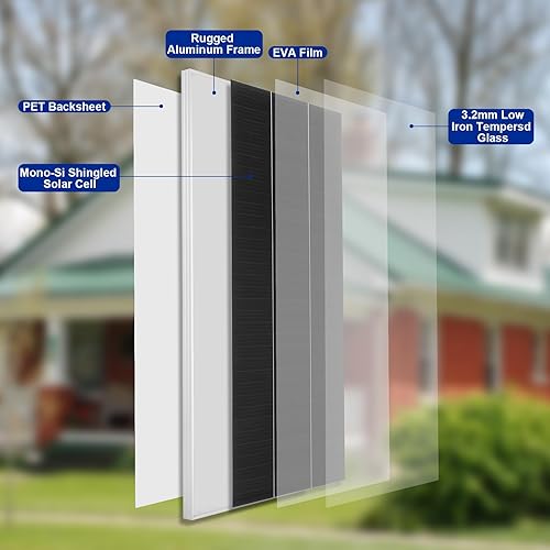 Miniatura 6 de KAUWOX Kit de panel solar mono-Si de tejas de 100 vatios y 12 V con controlador de carga PWM de 10 A, cargador de alimentación de módulo