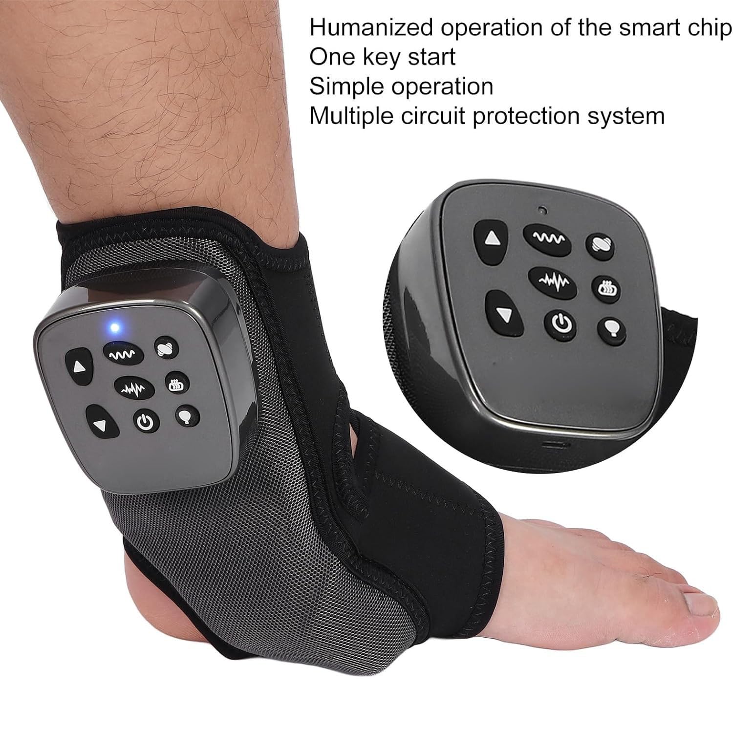 KYOFIS Masajeador eléctrico de Tobillo y pie, masajeador de Tobillo y pie con Almohadilla térmica, masajeador de pies inalámbrico multifunción for tendinitis, Alivio del Dolor de Artritis