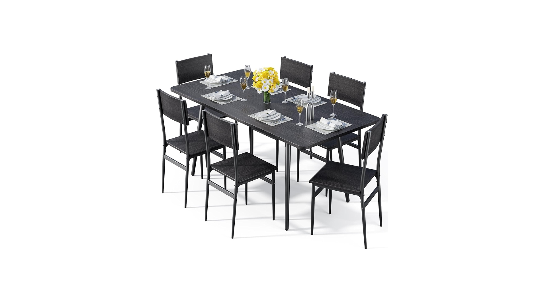 Amazon.com - Qsun 7-Piece Dining Table for 4-6, 63” Large