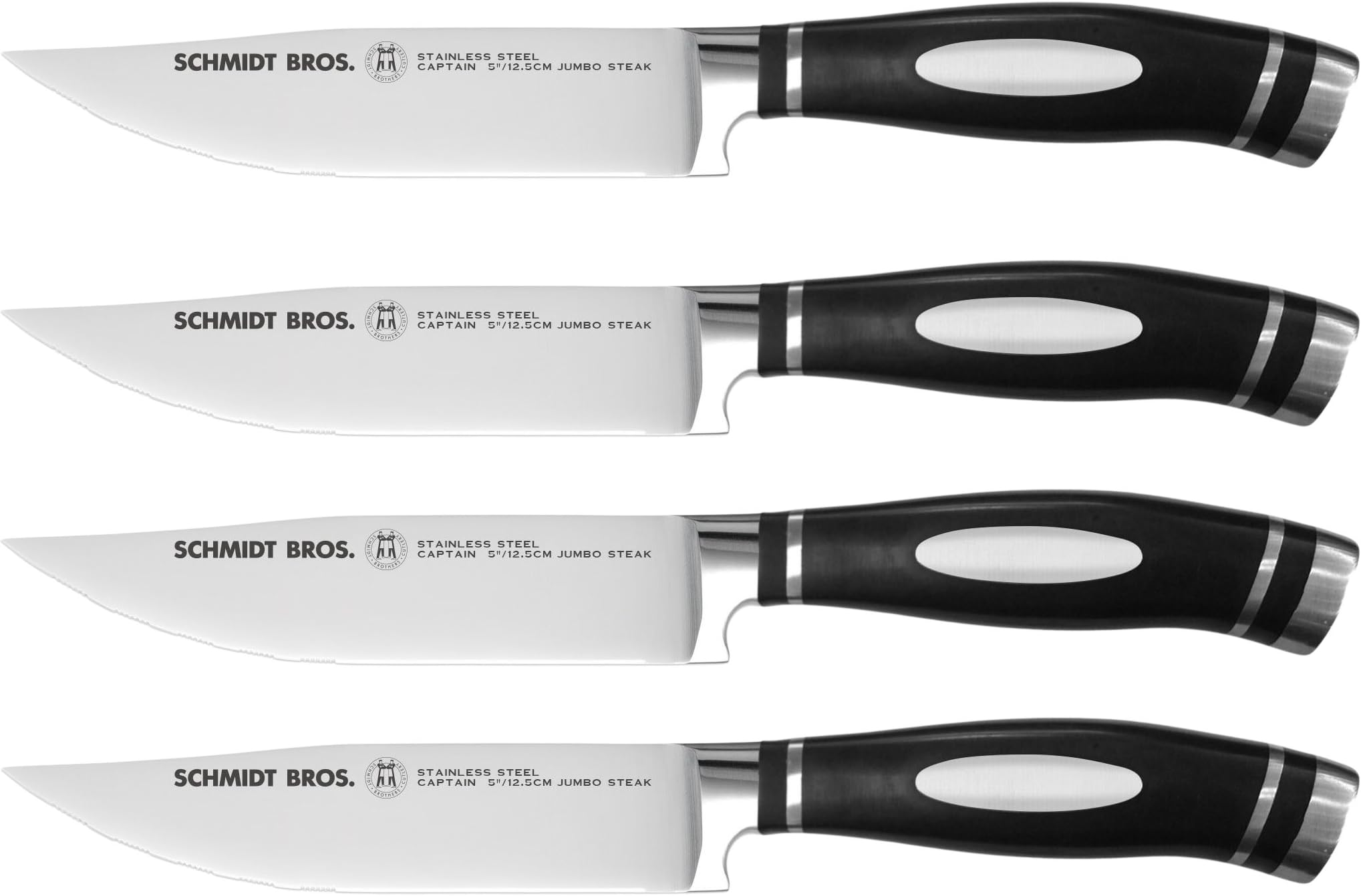 THE SCHMIDT BROTHERS 4 Piece Hudson Home Group No 1 Captain Jumbo Steak Knife Set, Stainless Steel