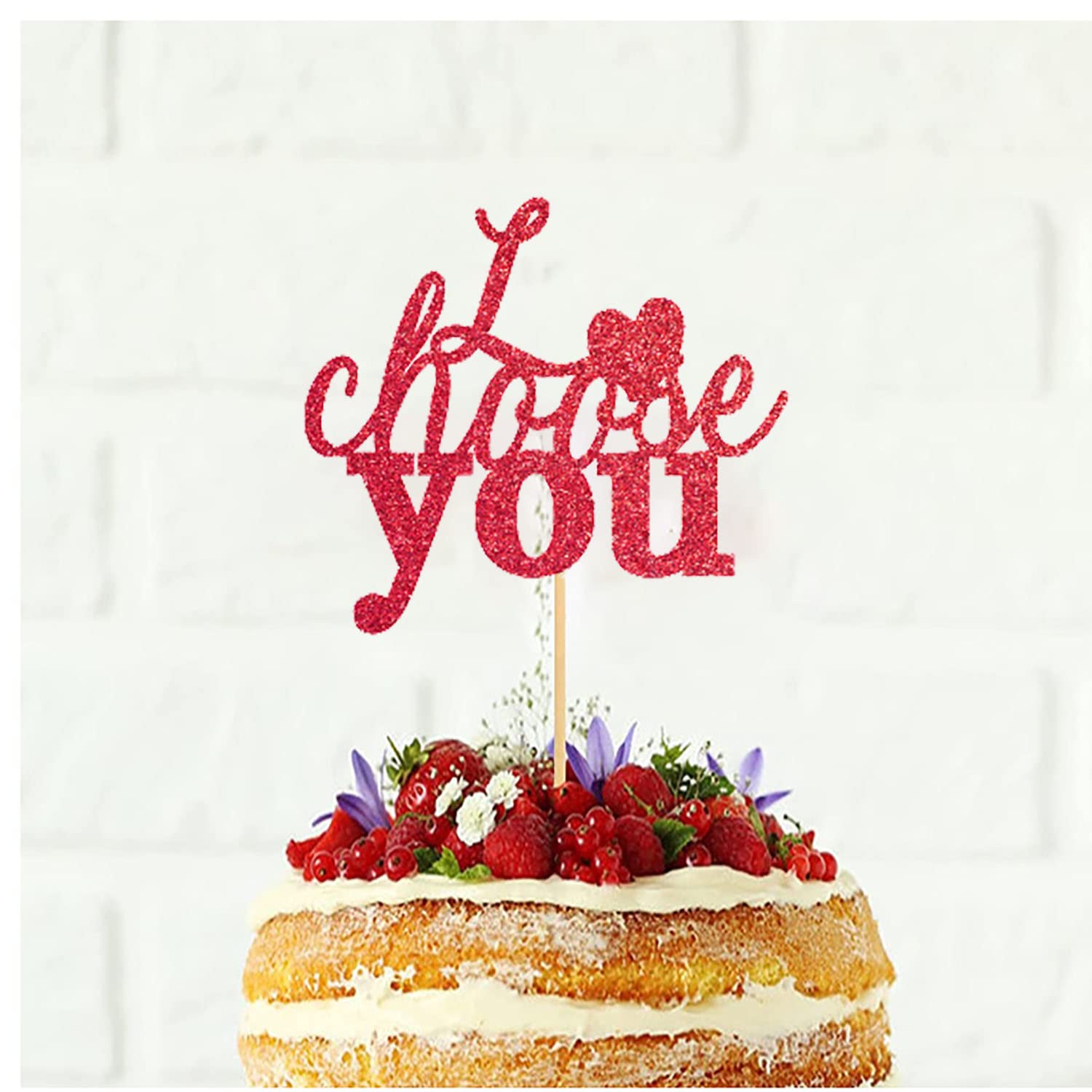 Glitter Valentine's Day Cake Toppers Love Heart Cupcake Centerpiece Toppers Desert Cake Decoration Food Picks for Valentine's Day, Wedding , Anniversaries Party Favor Supplies (Red A)