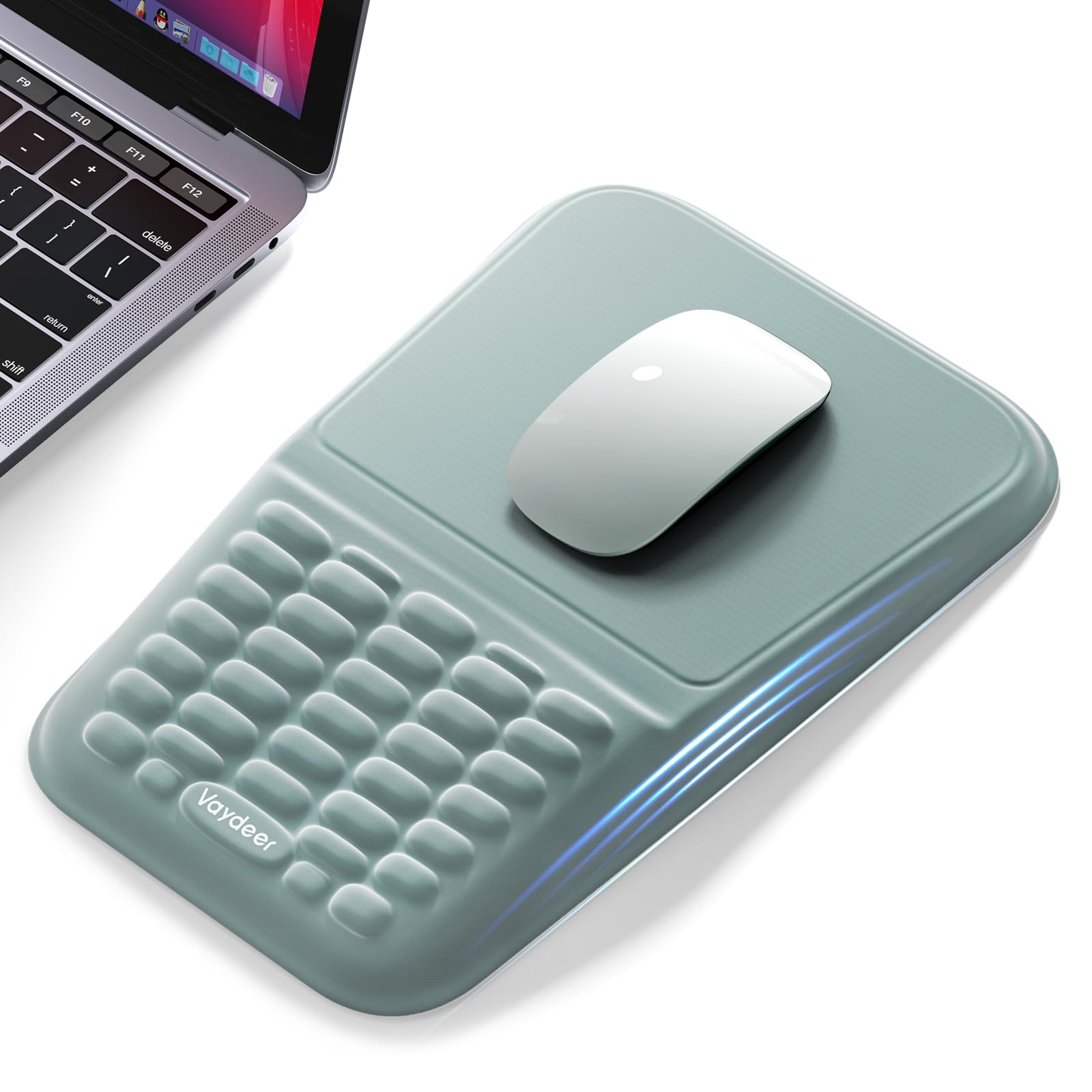 VAYDEER Ergonomic Mouse Pad with Wrist Support – Memory Foam Mouse Mat with Massage Design for Pain Relief, Non-Slip PU Base, Soft Lycra Surface for Wireless, Optical & Laser Mouse-Grey