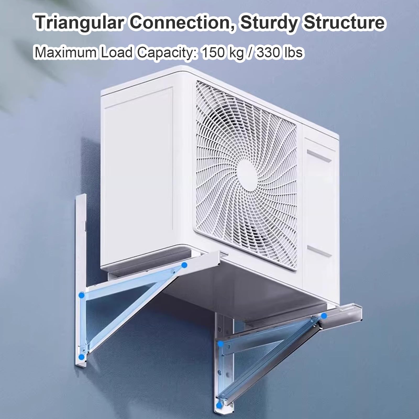 Staffa Condizionatore Esterno, Staffe Condizionatorein Acciaio Inox 304, Antiruggine, per Unità da 8000 a 24000 BTU, Capacità di Carico 150 Kg(56x56cm/22x22in)