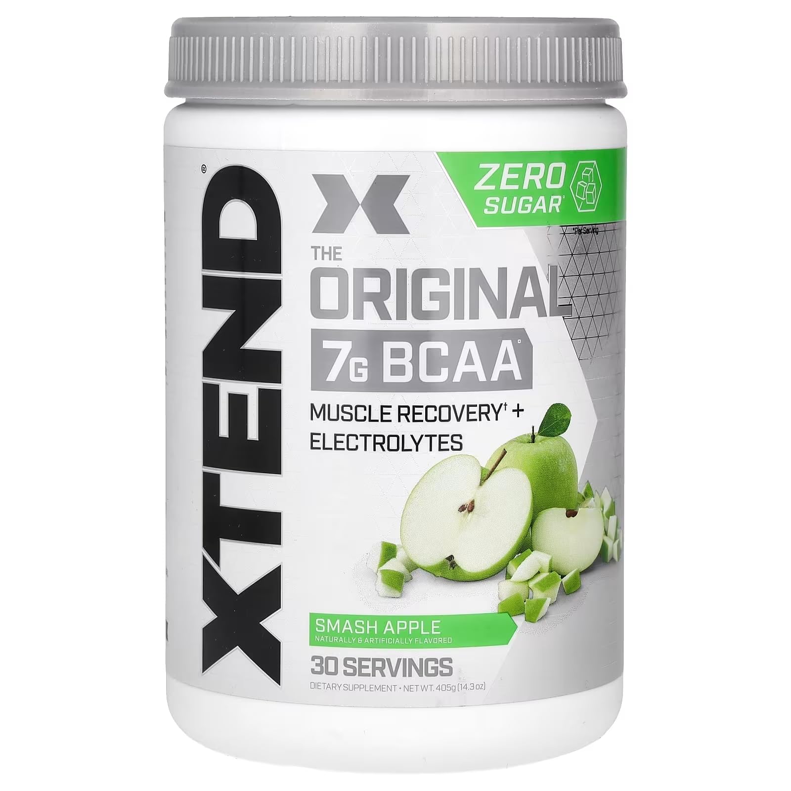 XTEND BCAAs Diet Supplement Green Apple, BCAA Powder for Muscle Recovery and Electrolytes, 7g BCAAs and Sugar Free, 30 Servings, 14.0 oz (Packaging May Vary)