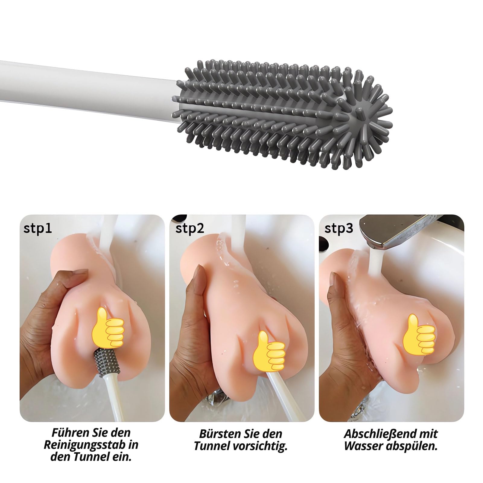 SXOVO Brosse de Nettoyage pour Masturbateur Homme, 22,5 cm Nettoyeur pour Sex Toys, Poupée Sexuelle, Torso, Vagina Factice, Tunnel Anal - Accessoire pour Jouets Sexuels Masculins