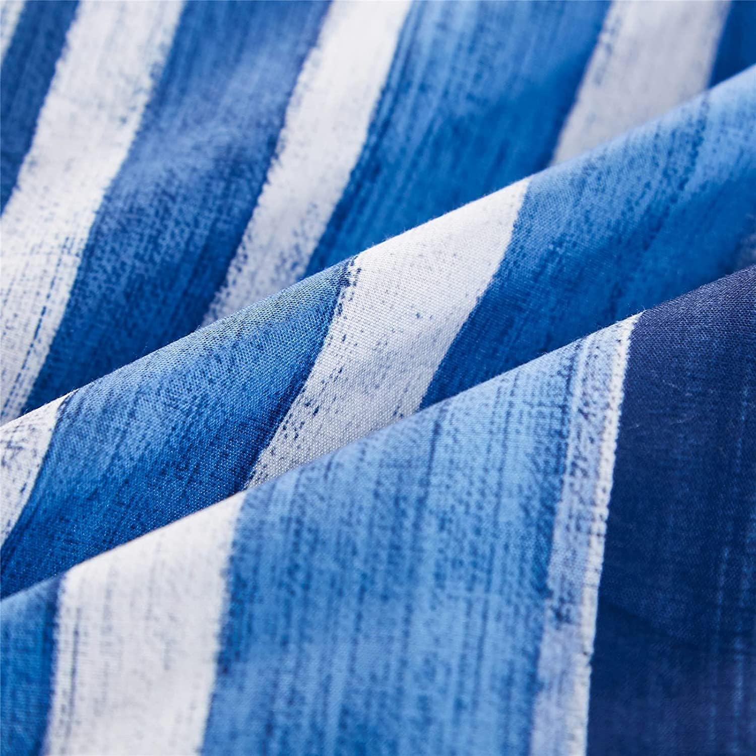 KAKIJUMN 5 Piece Bed in a Bag Stripe Comforter Set Twin Size, White and Blue Patchwork Striped Comforter and Sheet Set, All Season Soft Microfiber Complete Bedding Sets(Blue,Twin) - Image 7