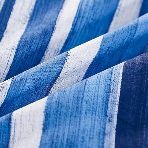 Miniatura 7 de KAKIJUMN - Juego completo de edredón y sábanas de 5 piezas en una bolsa, para todas las estaciones, de microfibra suave, diseño de rayas y retazos