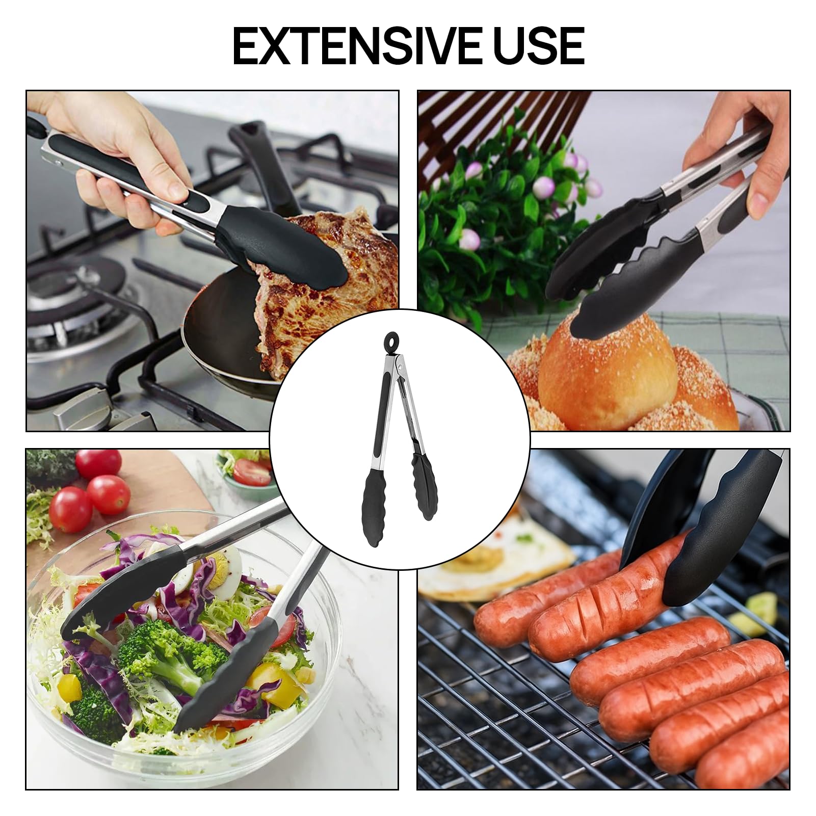 Menibeuty 26cm Pince Cuisine, 1pcs Pince Barbecue Résistante Silicone Résistant À La Chaleur Pince Barbecue Pince Cuisine Silicone,Pince De Cuisine Idéal Pour Cuisiner, Salade, Grillades Et Barbecue