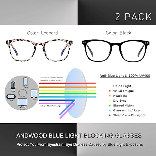 Miniatura 10 de Andwood - Gafas con luz azul de bloqueo para mujeres y hombres, para la computadora, marco para cara pequeña, para adolescentes, con bloqueador