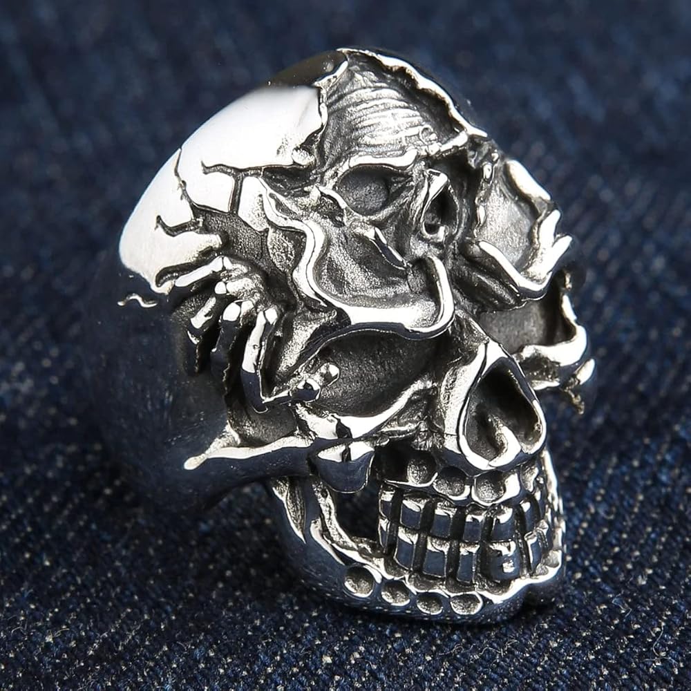専用 vintage silver skull fullstone ring 925 Sterling Silver Death Skull Ring (Ring Size 6)|Amazon.com