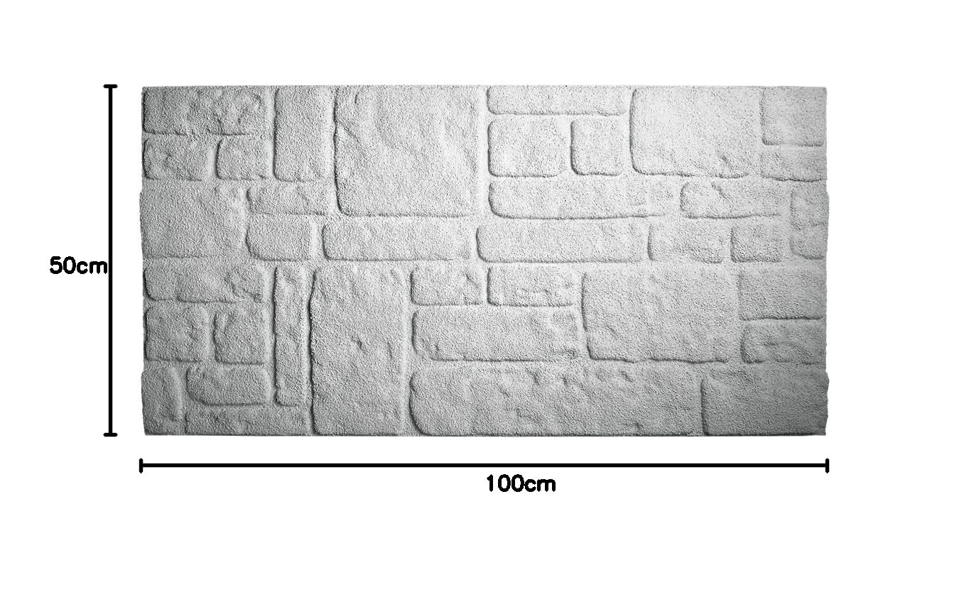 Panel de imitación de piedra de poliestireno expandido resinado. Medidas: 100 x 50 cm. Grosor: 2 cm. Nordica – Caja de 10 paneles (desarrollan 5 m²)