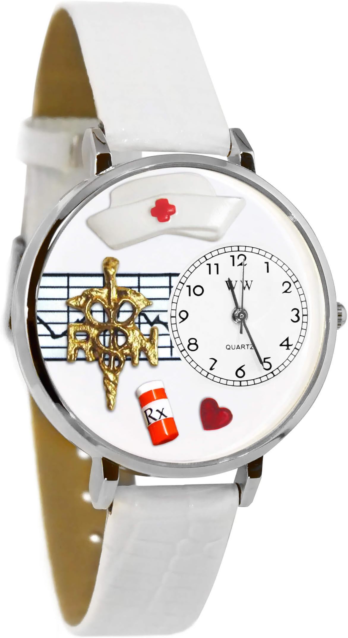 Whimsical GiftsWomen's Nurse RN 3D Watch | Gold or Silver Finish | Large or Small | Unique Fun Novelty | Handmade in USA