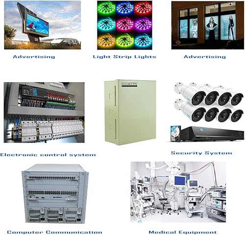 InstallerCCTV 9 salidas 12 Amp 12V CC CCTV Distribuido Caja de alimentación para cámara de seguridad, DVR, fuente de alimentación CCTV, UL Listado