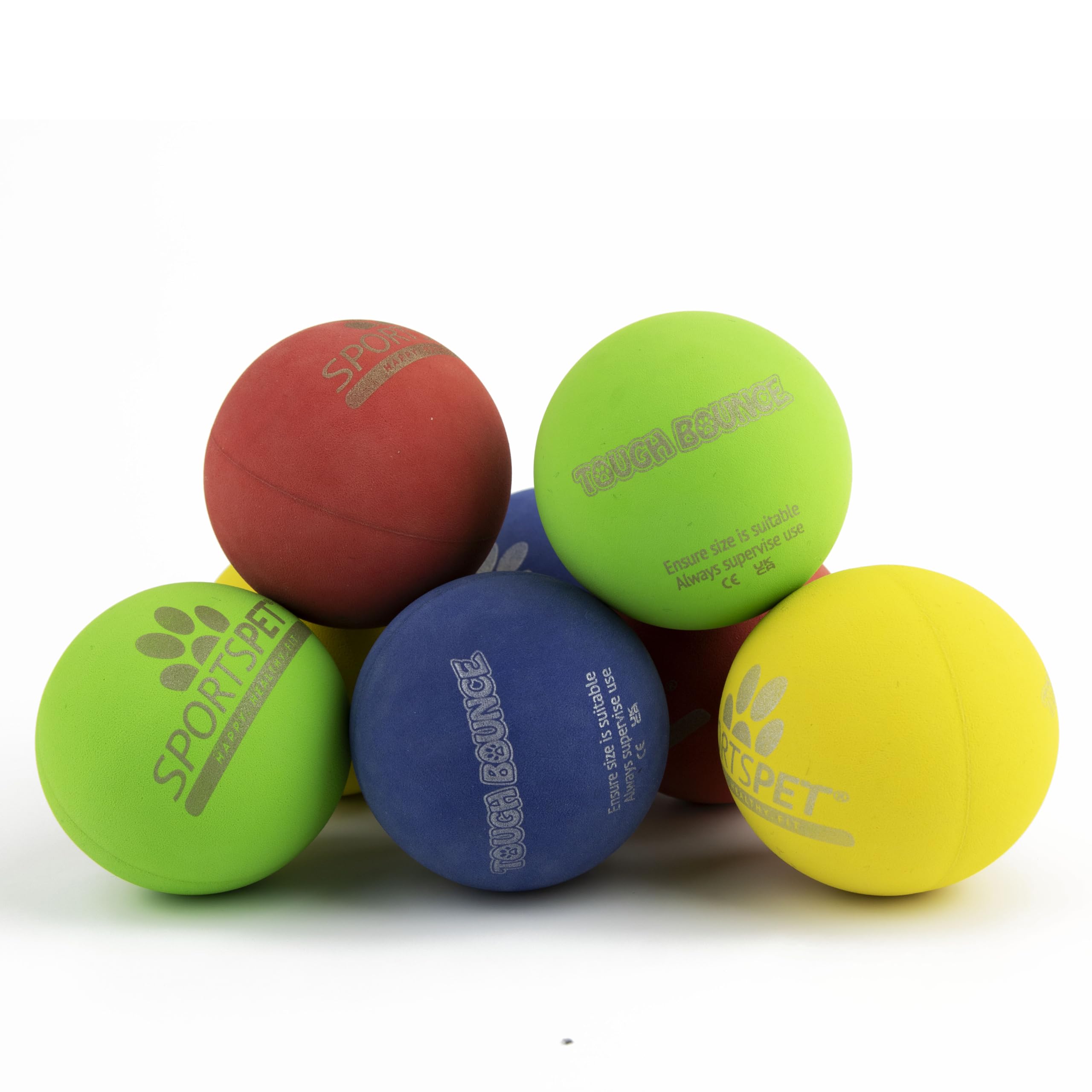 SPORTSPET Balles pour chien en caoutchouc naturel - Balles rebondissantes très durables (65 mm)