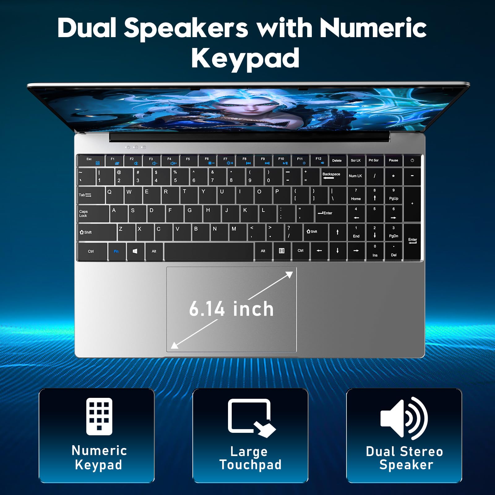Portatile 15,6 pollici Notebook M3-6Y30 16GB RAM 256GB SSD FHD 1920x1080 Laptop 5000 mAh/38,5 WH