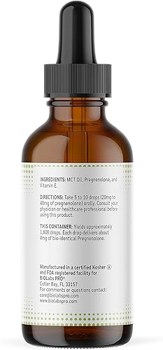 Miniatura 8 de Pregnenolone, aceite de pregnenolona bio-idéntico natural, apoya el equilibrio hormonal, botella de 2 oz - suministro para seis meses
