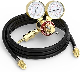 YESWELDER Argon CO2 Regulators with Hose Gauges Gas Welding Regulator for MIG and TIG, 0-4000 PSI, CGA580 Inlet Connection